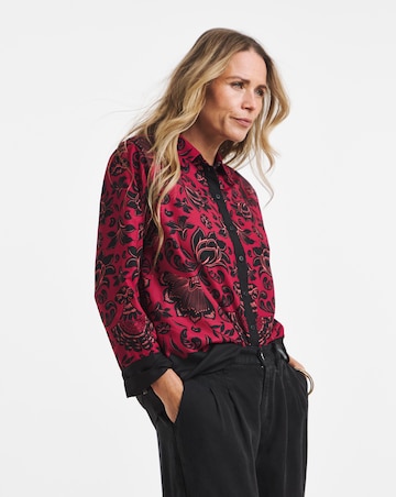 Burgundy Placement Print Shirt