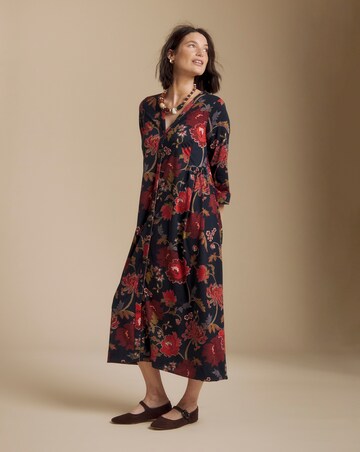 Julipa Printed Button Down Jersey Midi Dress