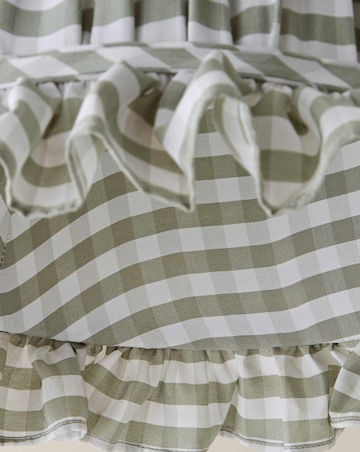 ValueLights Faye Green Check Taper Shade with Ruffle Trim