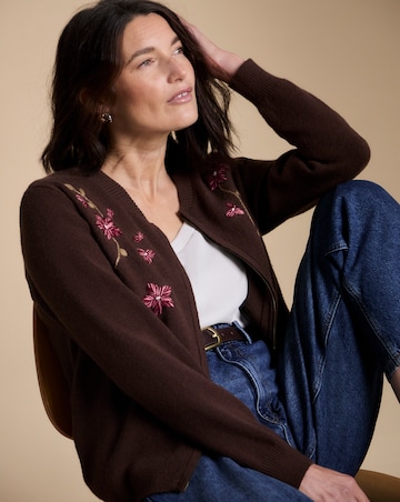 Julipa Embroidered Knitted Bomber Cardigan