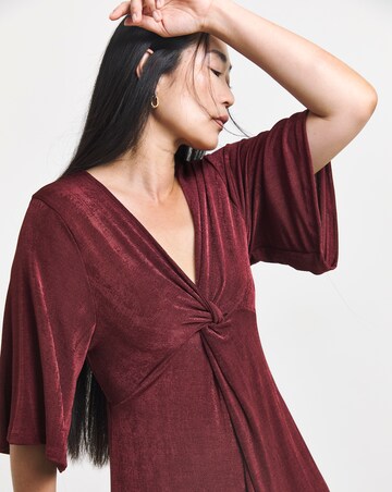 Slinky Twist Front Midi Dress