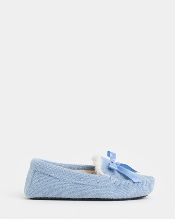 Lorna Knitted Full Slipper With Bow Detail - Wide Fit (E)