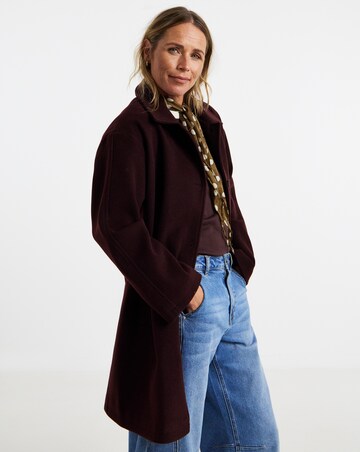 Aubergine Faux Fur Collar Pea Coat