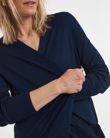 Navy Longline Edge To Edge Cardigan