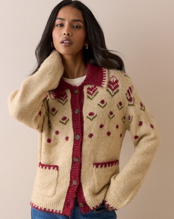 NOBODY'S CHILD DITSY COLLAR KNITTED JACKET