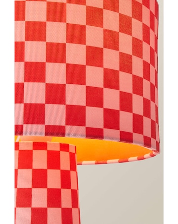 ValueLights Pritchard Pink Checkerboard Fabric Table Lamp
