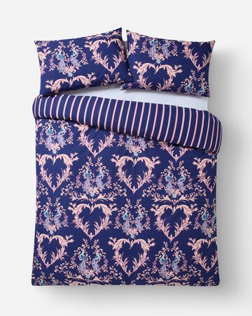 Peacock Heart Cotton Blend Reversible Duvet Cover Set