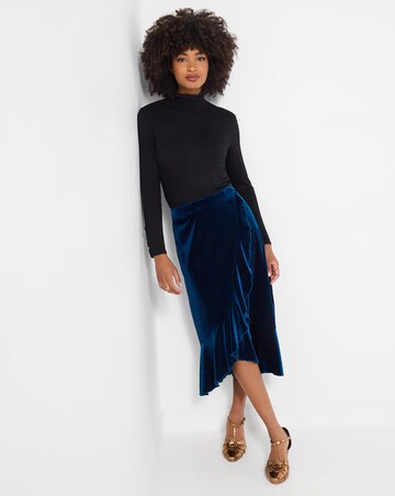 Joe Browns Wrap Velvet Midi Skirt with Frill Detail