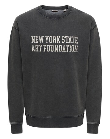Only & Sons Creative College Relaxed Washed Crew Sweat - Washed Black