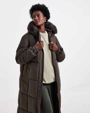 Chocolate Longline Padded Coat