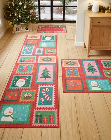 Christmas Stamps Washable Large Doormat