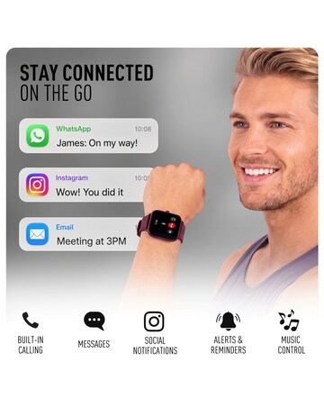 Reflex Active Nexus Silicone Strap Smart Watch - Burgundy