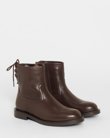 Jasmin Leather Flat Ankle Boots - Wide Fit (E)