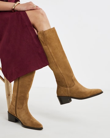 Carly Suede Knee High Western Boots - Extra Wide Fit (EEE) & Super Curvy Calf