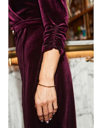 Sosandar Velvet Gold Trim Belt Midi Dress