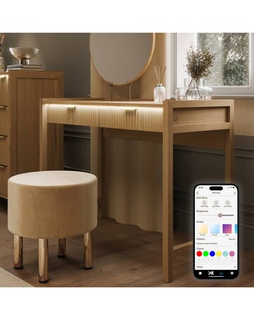 XR Living Dakota Dressing Table With App Control Lights - Oak