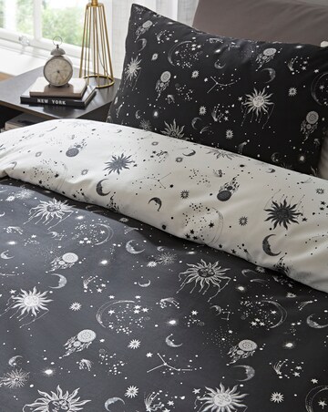 Moon and Stars Reversible Cotton Blend Duvet Cover Set
