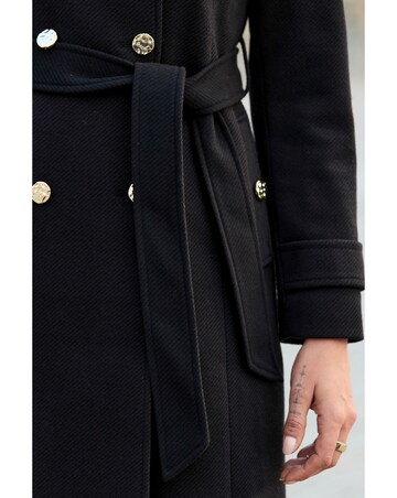 Sosandar Single Breasted Belted Coat With Funnel Neck