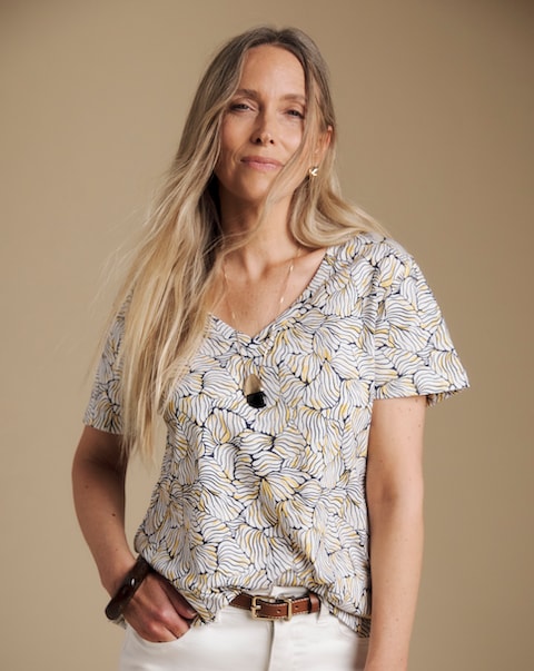 Julipa Pure Cotton V Neck Printed T-Shirt