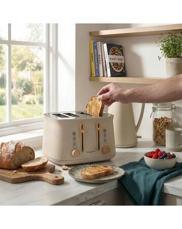 Salter Malmo Rapid Boil Kettle & Salter Malmo 4 Slice Toaster - Stone Bundle