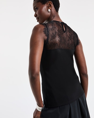 Black Crew Neck Party Lace Vest