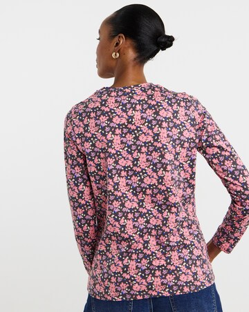 Floral Print Crew Neck Long Sleeve T-Shirt