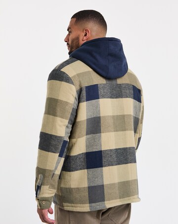 Hooded Borg Lined Check Overshirt