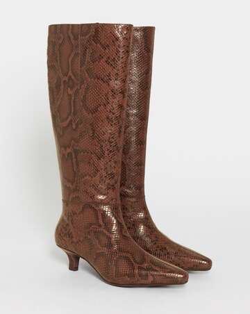 Rosa Pointed Kitten Heel Knee Boots - Wide Fit (E) & Curvy Calf