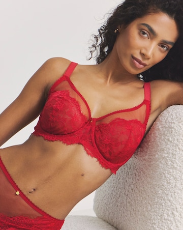 Pretty Secrets Eyelash Lace Non Padded Balcony Bra Red