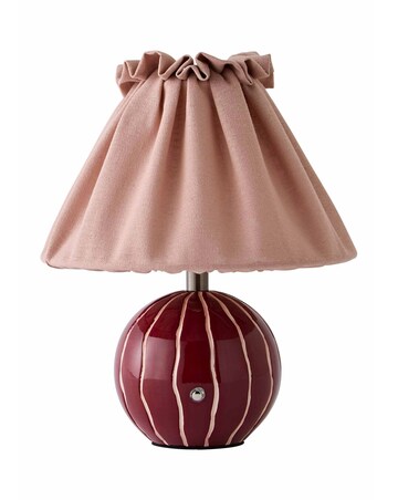 ValueLights Elma Burgundy Stripe Rechargeable Table Lamp