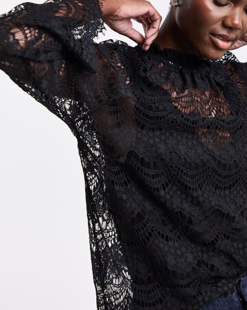 Black Lace Long Sleeve Blouse