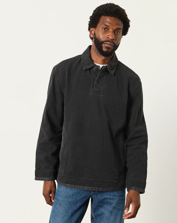 FatFace Airlie Button Neck Sweatshirt - Charcoal Grey