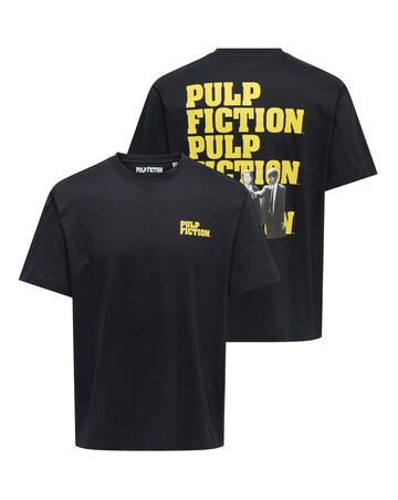 Only & Sons Pulp Fiction Back Print T-Shirt - Black