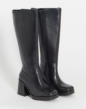 Jodi Leather Platform Knee High Boots - Wide Fit (E) & Curvy Calf