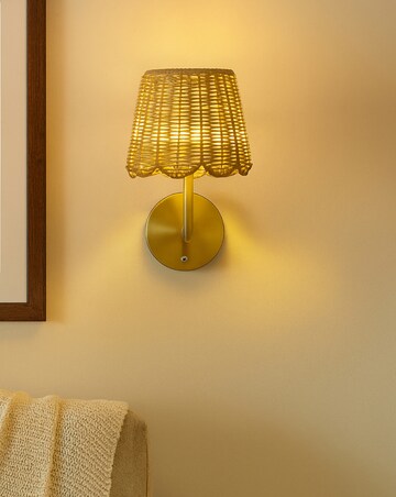 Calvera Scalloped Rattan Rechargeable Wall Light