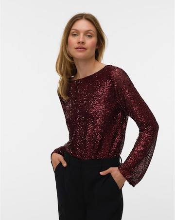 Vero Moda Clarisa V-Neck 2-Way Sequin Top