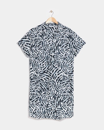 Linen Mix Collared Tunic Dress