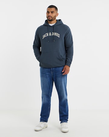 Jack & Jones Denver Logo Hoodie - Grey Blue