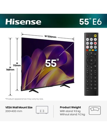 Hisense 55E6STUK 55in 4K Ultra HD HDR LED Smart TV