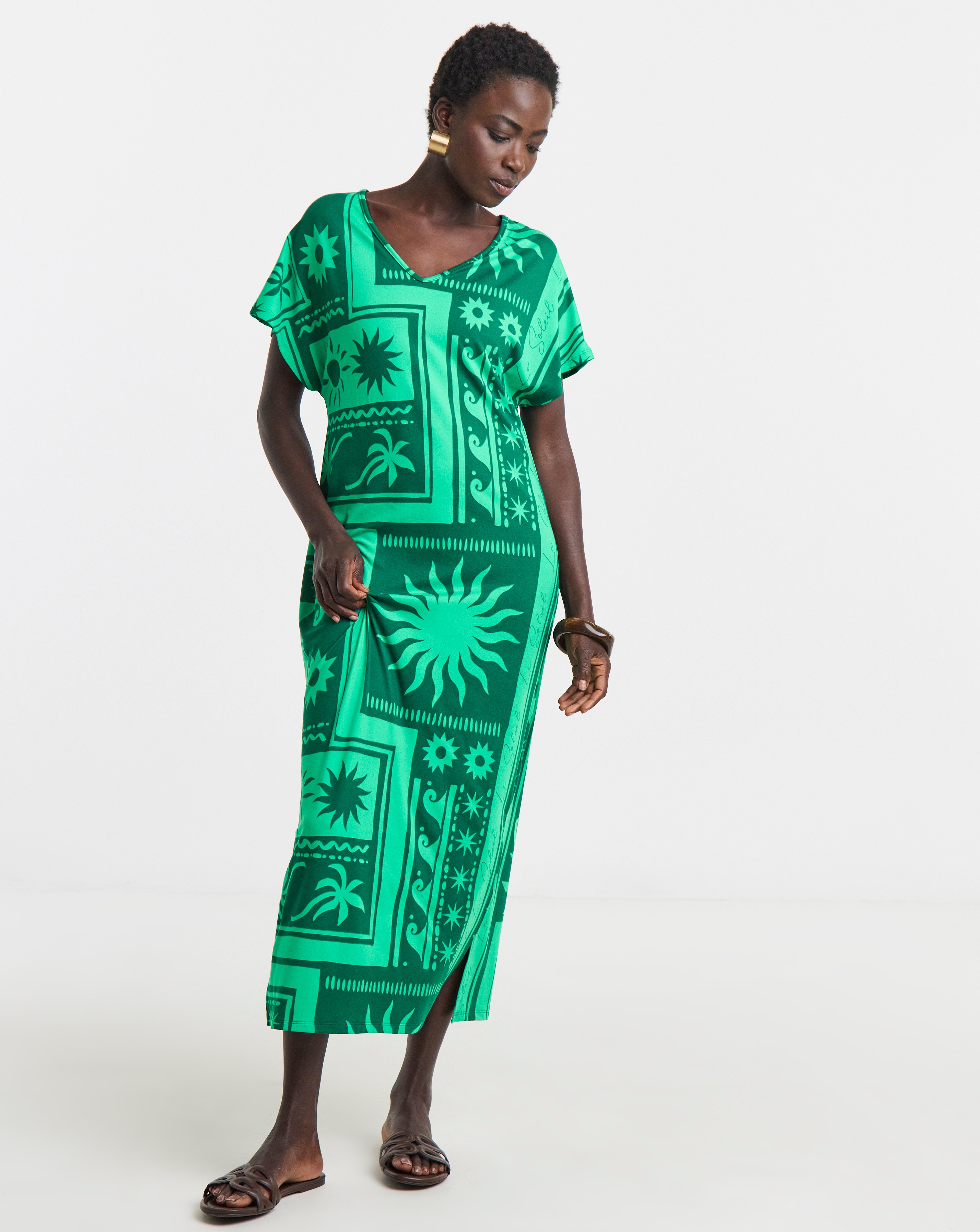 Border Print Linen Midi Shift Dress | Ambrose Wilson