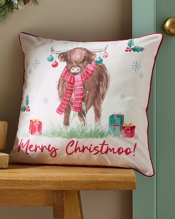 Catherine Lansfield Christmas Highland Cow Cushion