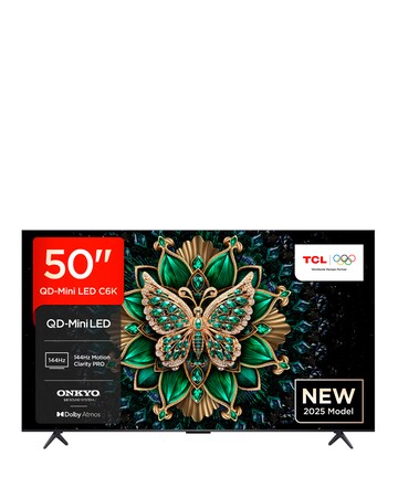 TCL 50C6K-UK 50in 4K Mini LED HDR Smart Fire TV with Freely