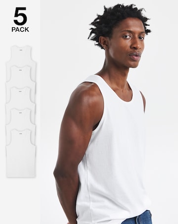 5 Pack Pure Cotton White Vests Long