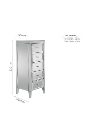 Valencia 5 Drawer Narrow Chest