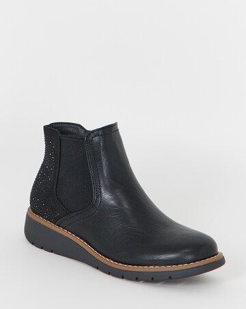Cushion Walk Chelsea Ankle Boots With Sparkle Back - Wide Fit (E)