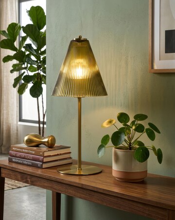 Nerissa Green Ribbed Glass Table Lamp