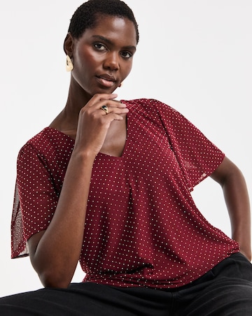 Burgundy Heat Seal Angel Sleeve Top