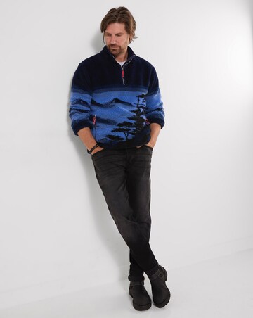 Joe Browns Pagoda Landscape Borg Funnel Fleece - Blue