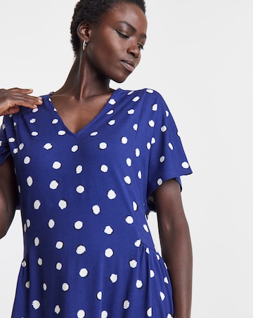 Spot Print Jersey Neckl Maxi Dress