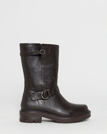 Victoria Buckle Detail Flat Ankle Boots - Wide Fit (E)